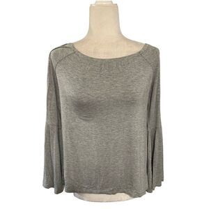 chaser womens solid gray long sleeve top t shirt medium